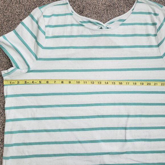 Women’s Talbots Plus Size 3X P Green Striped Cotton Blend Blouse, Like New - Picture 4 of 9